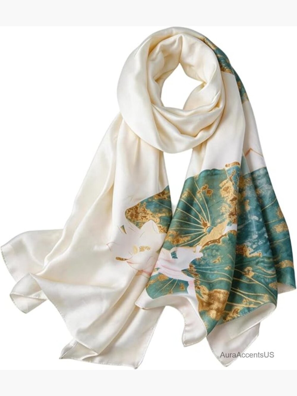 Large Silk Shawl Scarf for Women - Lightweight Satin Long Wrap